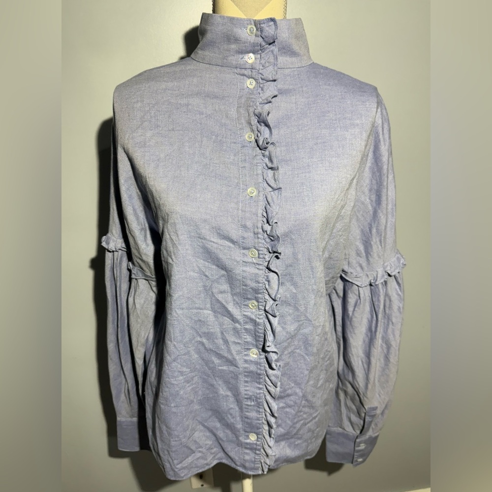 Tibi Light Blue Ruffled‎ Button Down Shirt